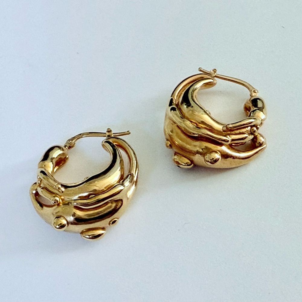 Hannah Jewett “Dark Star” gold plated sterling silver hoop earrings - Picture 2 of 3